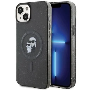 Karl Lagerfeld KLHMP15SHGKCNOK etui obudowa do iPhone 15 6.1" czarny/black hardcase Karl&Choupette Glitter MagSafe - Etui i futerały do telefonów - miniaturka - grafika 1