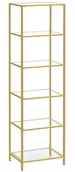 Regały - Złoty Szklany Regał 6 Półek Glamour A0-Z77 - miniaturka - grafika 1