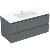 Szafki łazienkowe - Mexen Rivel szafka łazienkowa 100 cm z umywalką Otis, 2 szuflady, ryflowana , grafit mat/biała mat - 91A20-10047-2-BFF66-W18M0 - miniaturka - grafika 1