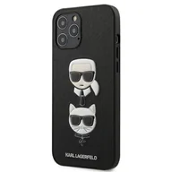 Etui i futerały do telefonów - Karl Lagerfeld KLHCP12LSAKICKCBK iPhone 12 Pro Max 6,7" czarny/black hardcase Saffiano Ikonik Karl&Choupette Head KF000428 - miniaturka - grafika 1