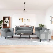 Sofy i kanapy - Sofa do salonu 3 pcs Jasnoszary tkanina - miniaturka - grafika 1