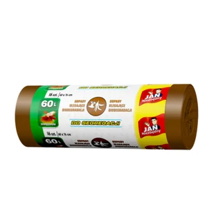 Worki do segregacji Brazowy 60 l 16 sztuk Jan Niezbędny - Worki na śmieci - miniaturka - grafika 1