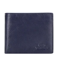 Portfele - Skórzany męski portfel z rozkładanym panelem granatowy - miniaturka - grafika 1