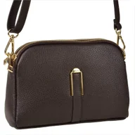 Torebki damskie - Zgrabna torebka skóra naturalna listonoszka brąz czekolada dwie komory Borse in Pelle - miniaturka - grafika 1