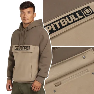 Bluza Z Kapturem Męska Pit Bull Hilltop Two Color Brązowa R. L - Bluzy męskie - miniaturka - grafika 1