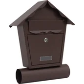 Skrzynki na listy - Skrzynka na listy DOMEK C5 z tuba brąz mat - miniaturka - grafika 1