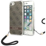 Etui i futerały do telefonów - Etui Guess do iPhone SE 2022/SE 2020 /7/8 brązowy hardcase 4G Print Strap - miniaturka - grafika 1