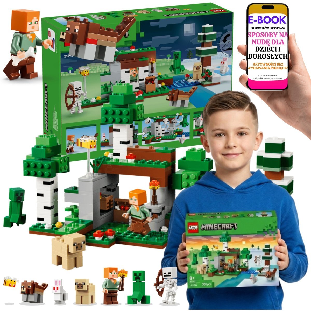 LEGO Minecraft Przetrwanie Pierwszej Nocy 301 Elementów + E-BOOK-3