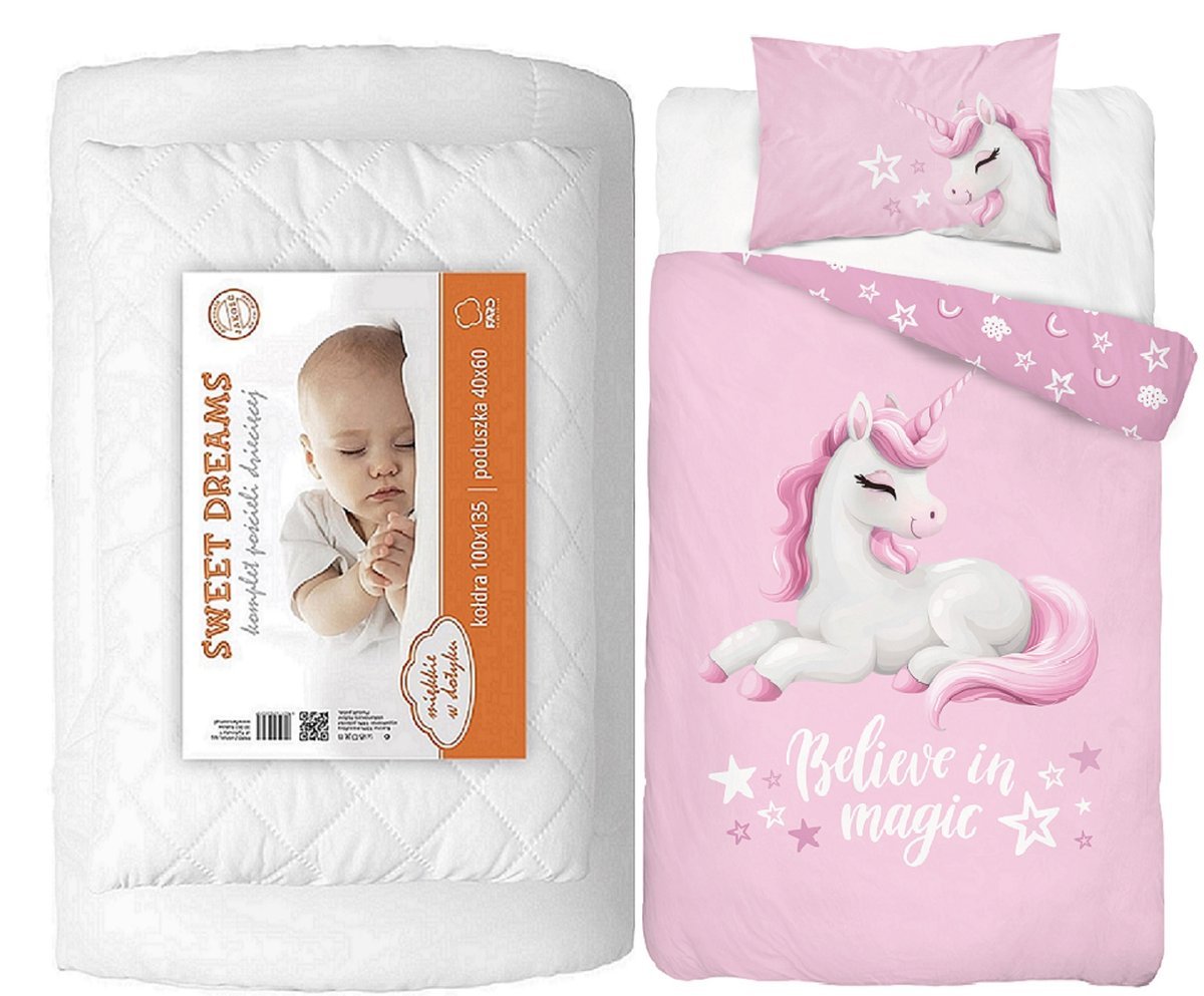 Komplet pościeli 100x135 do łóżeczka 4el z kołdrą i poduszką wyprawka