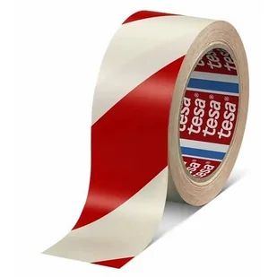 Tesa Taśma samoprzylepna ostrzegawcza 33m 50mm czerwono-biała H6076092 H6076092 - Pachołki i taśmy ostrzegawcze - miniaturka - grafika 1