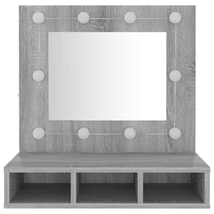 Lumarko Szafka z lustrem i LED, szary dąb sonoma, 60x31,5x62 cm - Toaletki - miniaturka - grafika 6