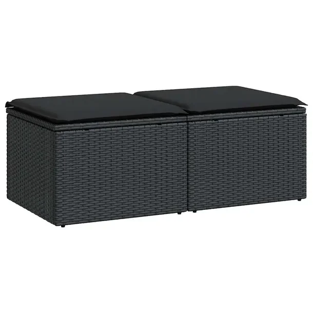 Zestaw Wypoczynkowy Rattan PE Czarny 55x55x37 cm