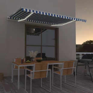 VidaXL Lumarko Ręcznie zwijana markiza z LED, 400 x 300 cm, niebiesko-biała! 3068901 VidaXL - Markizy - miniaturka - grafika 1