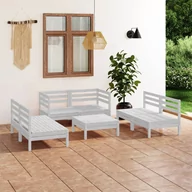 Meble ogrodowe - vidaXL 7-cz zestaw wypoczynkowy do ogrodu biały drewno sosnowe 3082558 - miniaturka - grafika 1