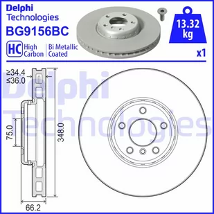 Tarcza hamulcowa DELPHI BG9156BC - Tarcze hamulcowe - miniaturka - grafika 1