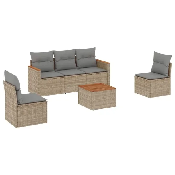 Zestaw mebli ogrodowych modułowych beżowy rattan PE, wymiary 55 x 62 x 69