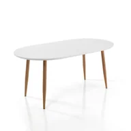 Stoły - Stół rozkładany do jadalni TOLOSA, MDF matowy biały, metal dębowy, 160/220 cm - miniaturka - grafika 1