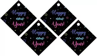 Zawieszki z wstążeczką na wódkę Happy New Year - 12 szt. - Sylwester - miniaturka - grafika 1