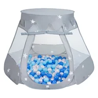 Namioty i tipi dla dzieci - Selonis, namiot zamek z piłeczkami 6cm szary: babyblue-niebieski-perła 105x90cm/300piłek - miniaturka - grafika 1