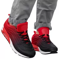Sneakersy męskie - Buty Męskie Sportowe Materiałowe Lekkie Wygodne Sneakersy Air Max Czerwone 43 - miniaturka - grafika 1