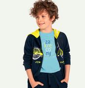 Bluzy dla chłopców - Rozpinana bluza z kapturem dla chłopca, z rowerem, granatowa, 9-13 lat - miniaturka - grafika 1