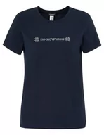 Koszulki i topy damskie - Emporio Armani Damski okrągły kołnierzyk Tartan Christmas Cotton T-Shirt damski, morski, L - miniaturka - grafika 1