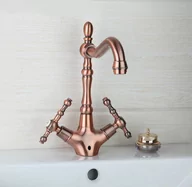 Baterie umywalkowe - Bateria umywalkowa retro PALES szczotkowany mosiądz - miedziany - miniaturka - grafika 1