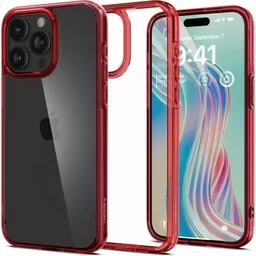 Spigen Etui Ultra Hybrid do iPhone 15 Pro, przezroczysto-czerwone - Etui i futerały do telefonów - miniaturka - grafika 1