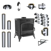 Piece wolnostojące - Piec Żeliwny Wolnostojący KRATKI Koza K6 8kW fi150 Zestaw Komin Zewnętrzny - miniaturka - grafika 1