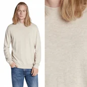 Swetry męskie - Wrangler SEASONAL KNIT Oat Mele LEKKI BEŻOWY SWETEREK Z WEŁNĄ REGULAR L - miniaturka - grafika 1