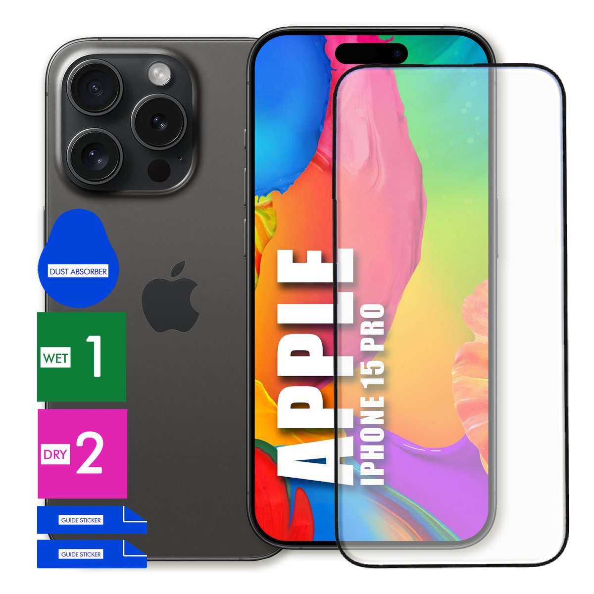 SZKŁO OCHRONNE DO APPLE IPHONE 15 PRO HARTOWANE 9H PEŁNE CAŁY EKRAN 5D