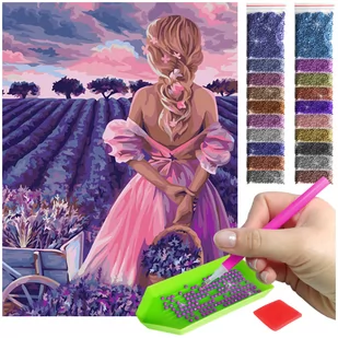 Haft Diamentowy ARTULIO, Obraz DIY 5D, Diamond Painting, Mozaika Diamentowa 30X40cm (Piękna dziewczyna na polu) + Zestaw Akcesoriów - Zabawki kreatywne - miniaturka - grafika 1