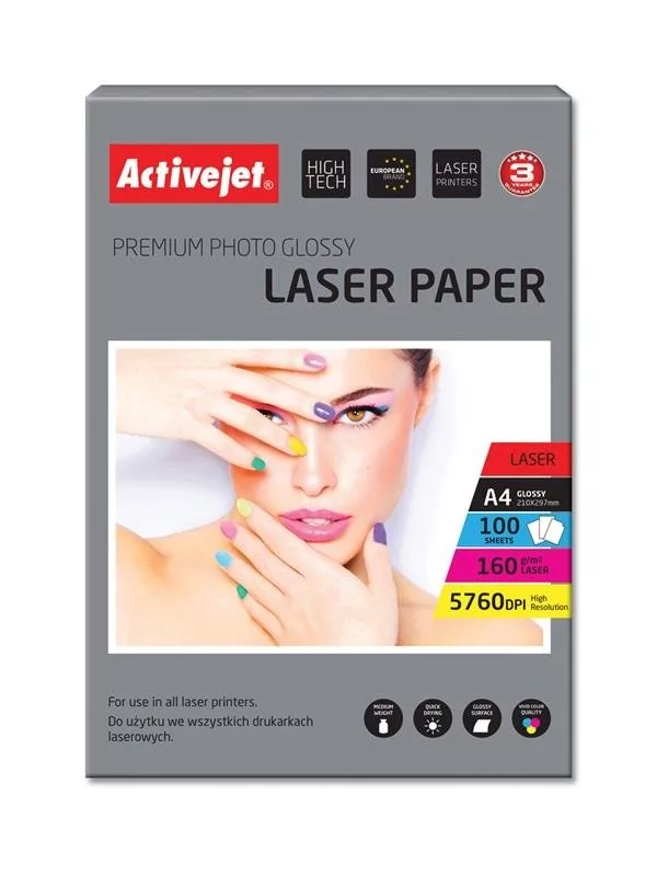 ActiveJet Papier fotograficzny błyszczący A4 100 szt 160g AP4-160G100L