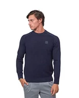 Bluzy męskie - BOSS Męska bluza Knitted_Sweater, ciemnoniebieska, L (DE) - miniaturka - grafika 1