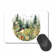 Podkładki pod mysz - PODKŁADKA POD MYSZ myszkę z ptakiem LAS kwiaty natura PREZENT do biura - miniaturka - grafika 1