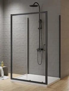 New Trendy Kabina prostokątna przyścienna 110x90x90 cm profile czarny mat K-5157 New Varia Black - Kabiny prysznicowe - miniaturka - grafika 1