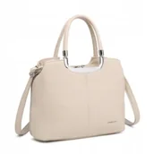 Torebki damskie - Beżowa Elegancka Torebka Damska Kuferek na Ramię LUIGISANTO Skóra Eko - miniaturka - grafika 1