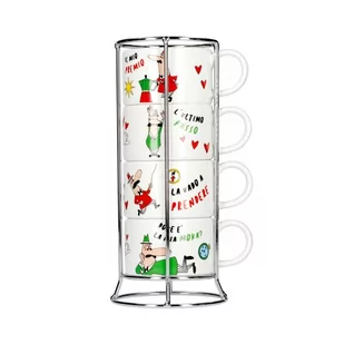 Bialetti Italia Zestaw 4 filiżanek do cappuccino na stojaku TAZZ203 - Filiżanki - miniaturka - grafika 1