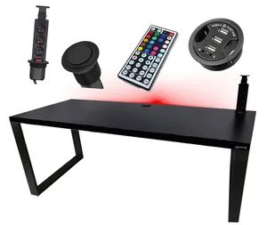 Biurko Gamingowe 160X80 Loftowe Led Przepust Gniazdo - Biurka gamingowe - miniaturka - grafika 1
