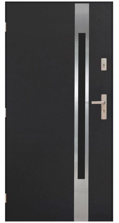 Drzwi zewnętrzne stalowe 90cm Lewe, Antracyt, ocieplane 72 mm, 2 zamki