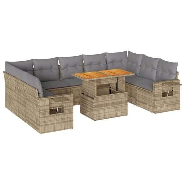Zestaw mebli ogrodowych modułowych, beżowy, rattan PE, 62 x 62 x 69 cm