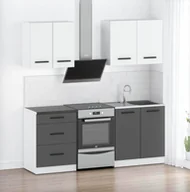 Meble kuchenne - Meble Kuchenne Biało Szare Mat Nowoczesne Zestaw Kuchenny Mini Mokka 2.0m - miniaturka - grafika 1