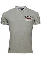 Bluzy męskie - Superdry Męska bluza polo Superstate w stylu vintage, Szary melanżowy, XL - miniaturka - grafika 1