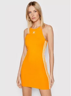 Sukienki - adidas Sukienka letnia adicolor Classics HC2046 Pomarańczowy Slim Fit - grafika 1