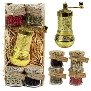 Zestaw Prezentowy Złoty Turecki Młynek & 4 Rodzaje Pieprzu - Zestawy upominkowe - miniaturka - grafika 1