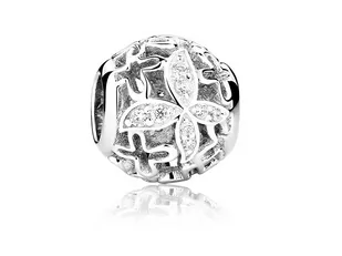 Pandora Valerio.pl Rodowany srebrny charms kulka kuleczka motyl motylek cyrkonie srebro 925 GS017-2 GS017-2 - Charmsy - miniaturka - grafika 1