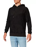 Bluzy męskie - Urban Classics Męska bluza z kapturem ze sztucznego zamszu, Czarny (czarny 7), L - miniaturka - grafika 1