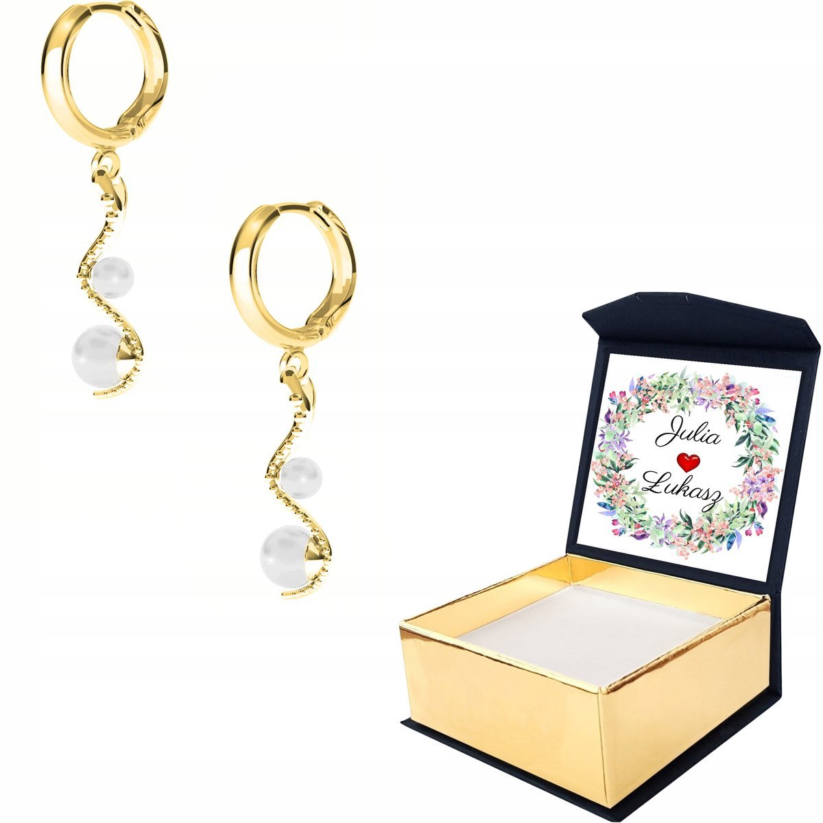 Kolczyki złote Wąż z Perłami Snake WŁASNY NADRUK