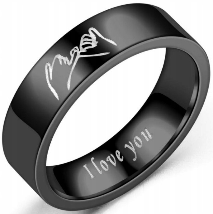 Czarny Pierścień I Love You Dla Pary Black Ring