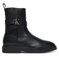 Botki damskie - Botki Calvin Klein Ankle Boot W/ Metal Logo HW0HW02663 Czarny - miniaturka - grafika 1
